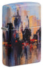 Vooraanzicht 3/4 hoek Zippo Aansteker 540 graden City Skyline Ontwerp als een schilderij Alleen online