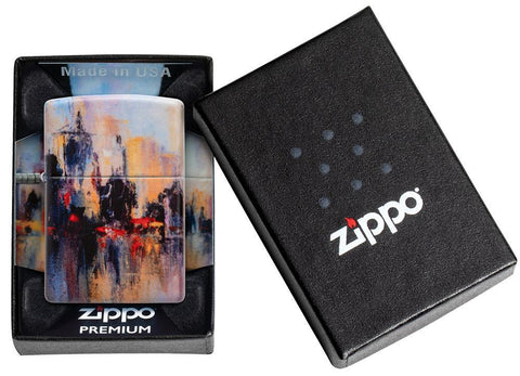 Zippo Aansteker 540 Graden City Skyline Ontwerp als een schilderij Online Alleen in Premium Open Doos