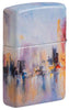 Achteraanzicht 3/4 hoek Zippo Aansteker 540 graden City Skyline Ontwerp als een schilderij Online Alleen