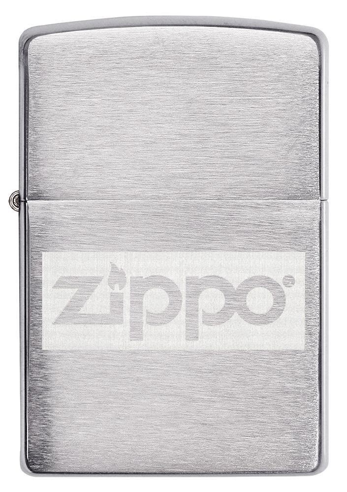 Vooraanzicht Zippo-aansteker chroom met Zippo-logo