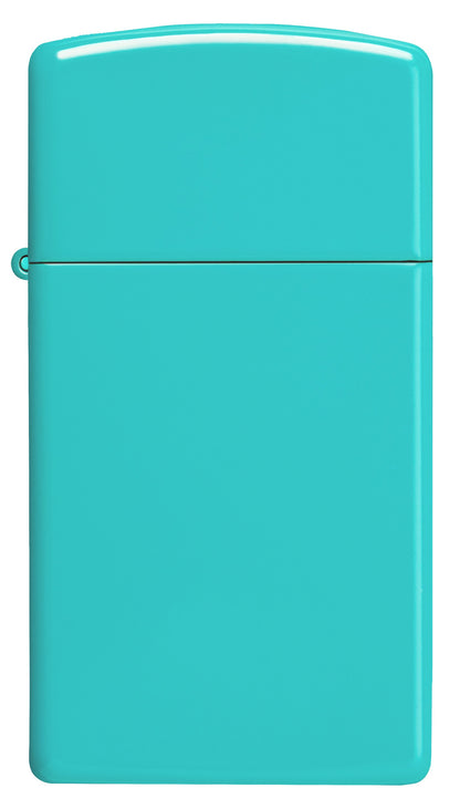 Vooraanzicht Zippo Aansteker Slim Flat Turquoise Basis Model