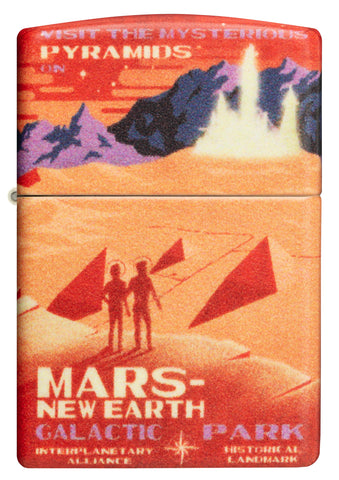 Front View Zippo Aansteker 540 Graden Rood Mars Landschap Met Twee Astronauten Alleen online