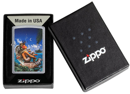 Zippo Aansteker Rick Rietveld Zeemeermin met Engelvleugels op Eiland Alleen online in open geschenkverpakking