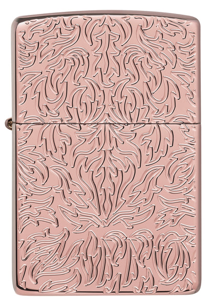 Vooraanzicht Zippo Aansteker Armor Rose Goud met Diepe Vlam Gravure Alleen online
