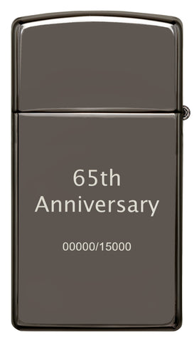 Achteraanzicht Zippo Aansteker 65 jaar Slim Black Ice Limited Edition 65ste Verjaardag