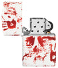 Zippo Feuerzeug 540 Grad Design matt weiß mit blutigen Handabdrücken geöffnet ohne Flamme