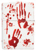 Zippo Feuerzeug Rückansicht 540 Grad Design matt weiß mit blutigen Handabdrücken