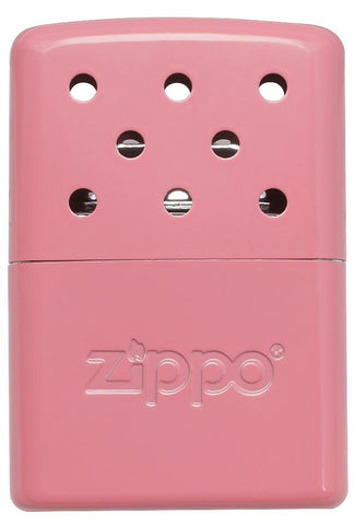 Vooraanzicht Zippo handwarmer metaal roze klein