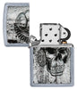 Zippo aansteker chroom doodshoofd met hoofdtelefoon geopend