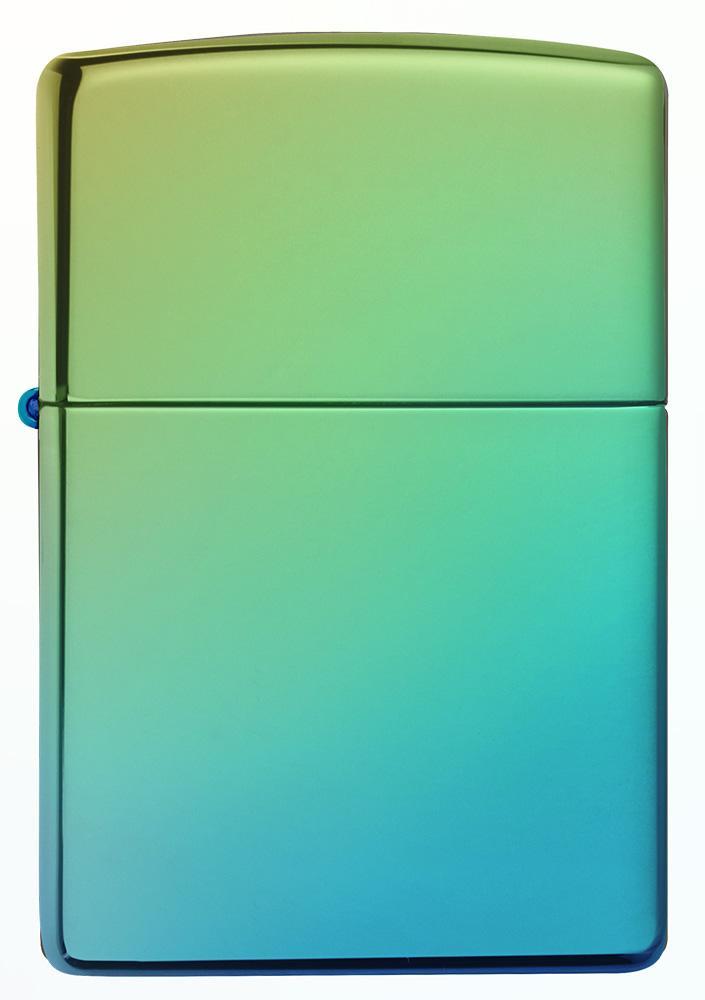 Vooraanzicht Zippo-aansteker hoogglans groen blauw