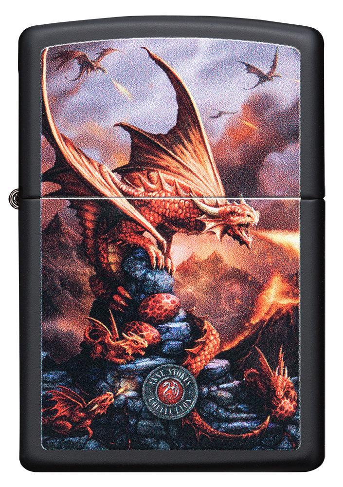 Vooraanzicht Zippo-aansteker drakenaanval