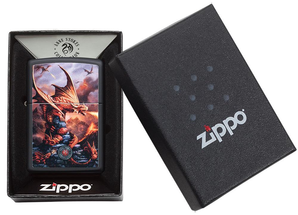 Zippo-aansteker drakenaanval in open doos