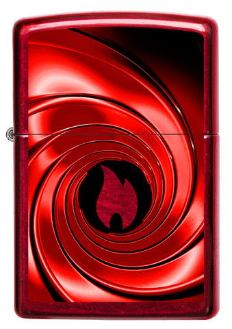 Vue de face du briquet tempête Zippo Red Swirl Design