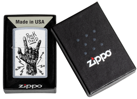 Briquet tempête Zippo Rock Hand Design dans sa boîte cadeau