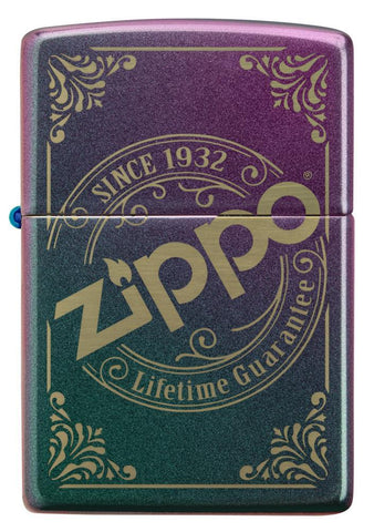 Vooraanzicht Zippo-aansteker Iridescent Matte met Zippo-logostempel als lasergravure