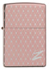 Vooraanzicht Zippo Aansteker 360 graden lasergravure Rose Goud Mesh ontwerp met Zippo Logo Alleen online