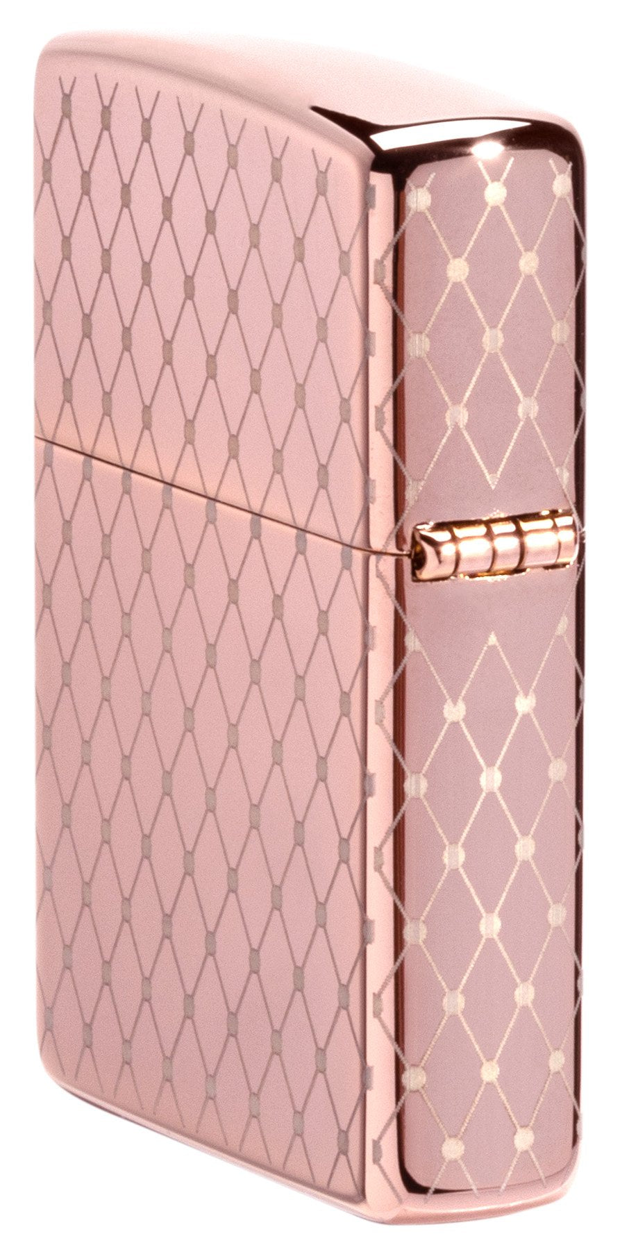Zijkant Achterkant 3/4 Hoek Zippo Aansteker 360 Graden Laser Gravure Rose Goud Mesh Ontwerp Online Alleen
