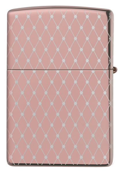Achteraanzicht Zippo Aansteker 360 Graden Laser Gravure Rose Goud Mesh Ontwerp Online Alleen