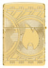 Zippo aansteker achteraanzicht muntontwerp dat de Zippo vlam toont op een munt met bogen van cirkels in diepe gravure