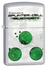 Vooraanzicht 3/4 hoek Zippo-aansteker geborsteld chroom Tom Clancy's Splinter Cell® met print