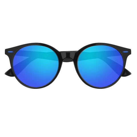 Vooraanzicht Zippo Zonnebril Panto Blauwe Lenzen Met Zwart Montuur
