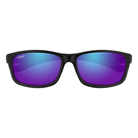 Vooraanzicht Zippo Zonnebril Blauwe Lenzen Met Zwart Blauw Montuur