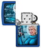 Zippo Aansteker Retro Futuristische Koningsblauwe Pinup Vrouw Met Ray Gun Web Debuut Geopend Zonder Vlam